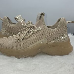Steve Madden Maxima Rhinestone Sneakers - Tan/Beige - Women's Size 10